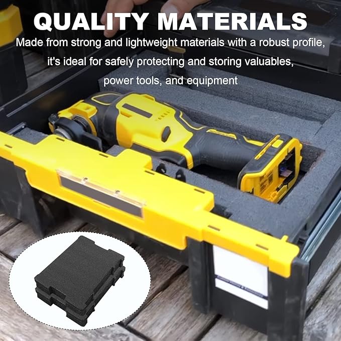 (2 Pack) Foam Insert Compatible with DeWalt TSTAK Tool Boxes - Fits DWST17808, DWST17807, DWST17805 - Replacement for DWST88801 - Customizable Tool Organizer Block + Bottom Base Pads (4 Pieces Total)