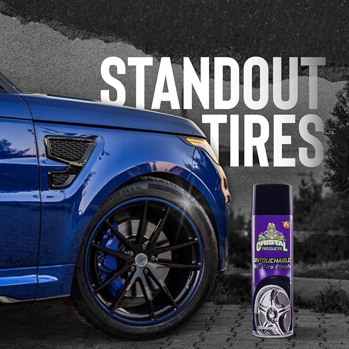 Cristal Products Untouchable Tire Shine Spray – Long-Lasting Wet Tire Finish for Deep Gloss & Protection – Waterproof Tire Shine, Easy Application, Premium Tire Cleaner Shine 13oz (12PK)