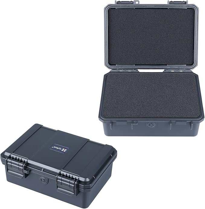 Lykus HC-1820 Mini Hard Case Dry Box with Foam Insert, Interior Size 7.1x4.7x2.7 in, IP66 Splash-Proof, Suitable for Cellphones, Tools, Small Devices and More