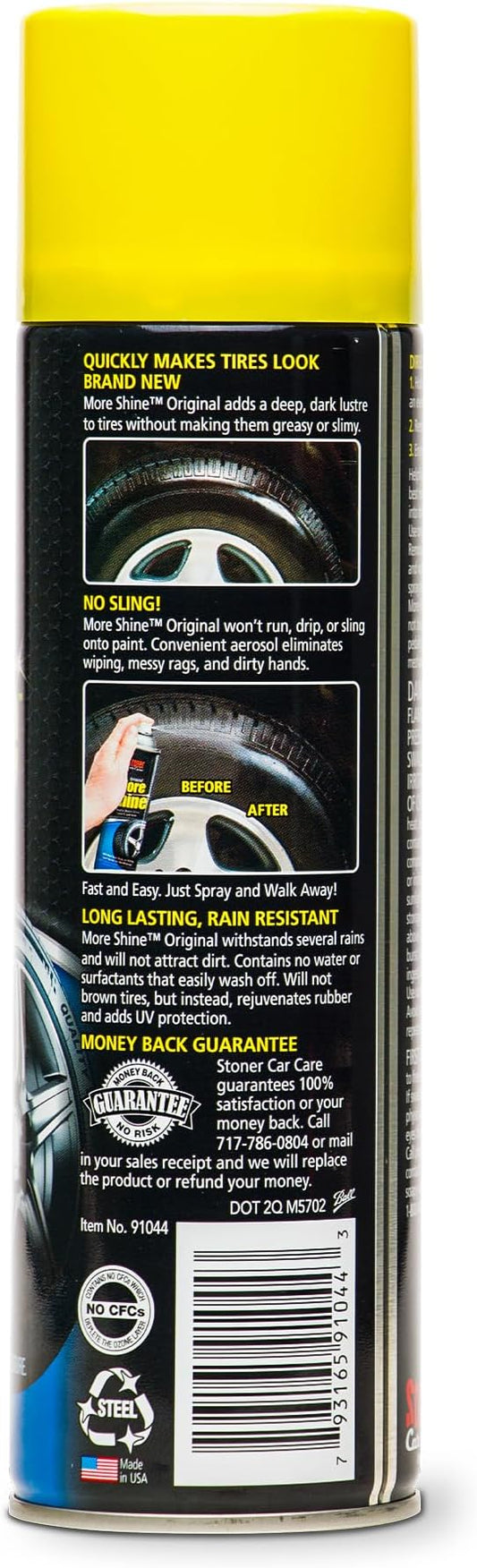 Stoner Car Care 91044-3PK Original More Shine Tire Shine Spray – Tire Dressing Restores Deep Matte Black Finish with Long-Lasting Rain-Resistant Protection, Dry-to-Touch – 12 oz (Pack of 3)