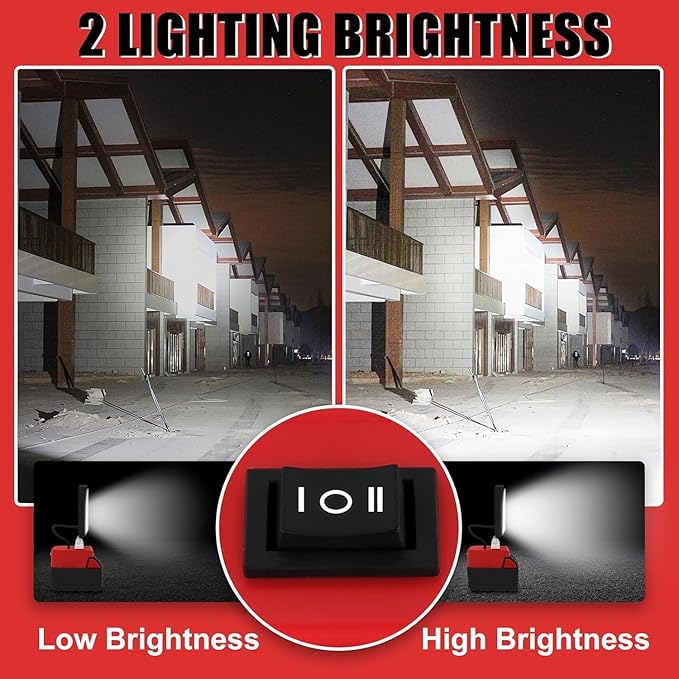 LED Work Light Compatible with Milwaukee 18V Battery, T-SUNiceM 5200LM Flashlight, 18V Battery Cordless Work Light 140°Adjustable with Low Voltage Protection for Outdoors and Job Site Lighting