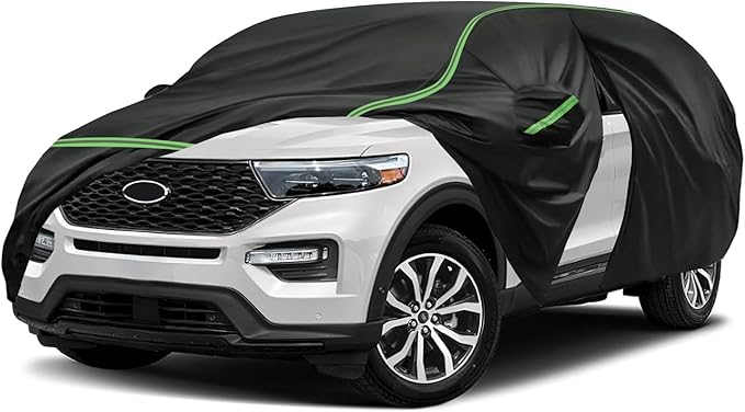 Car Cover fits Ford Explorer 2000-2025, SUV Size, 6 Layers Waterproof All Weather Protection, Sun UV Rain Snow Resistant with Windproof Straps & Reflective Design