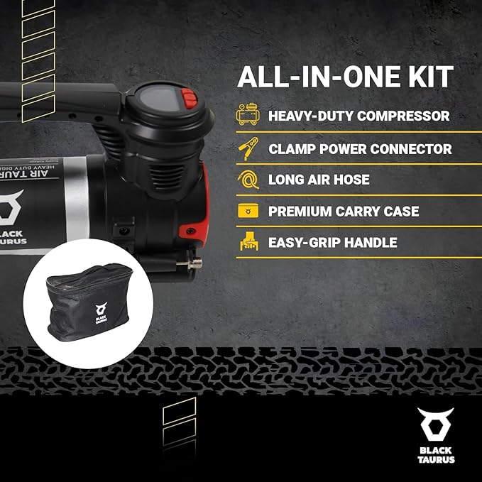 Air Compressor – 19A 120 PSI (8.27 BAR) Portable & On‑Board Tire Inflator for Cars, Trucks & 4×4 Vehicles – Automatic Pressure Control with Dual‑Motor Options (Air Compressor 252)
