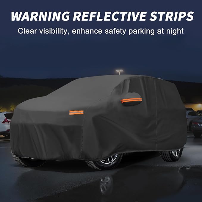 X AUTOHAUX Car Cover Outdoor Waterproof Sun Rain Snow Hail Protection with Left Side Door Zipper 210D-PU for Ford Edge