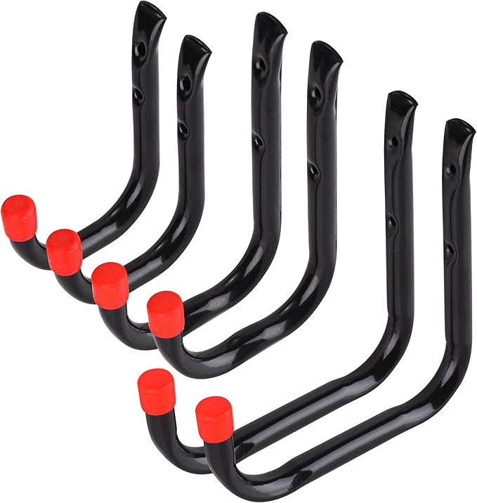 CARTMAN Garage Storage Utility Hooks Heavy Duty Ladder Hooks Garage Wall Hooks Indoor/Outdoor Use for Tools,Bikes 3 Size 6 Pack