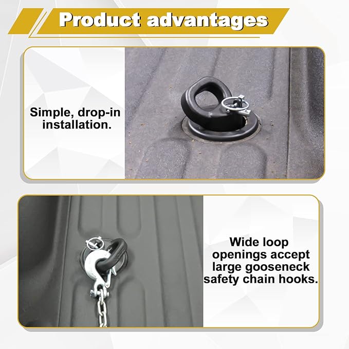 60618, Puck System Gooseneck Hitch Ball Kit, Compatible with 2013-2026 Dodge RAM 2500 3500, 2-5/16 Inch Gooseneck Ball for Truck Bed with 2 Gooseneck Safety Chain Anchors | 38000 lbs GTW/ 9500 lbs VTW
