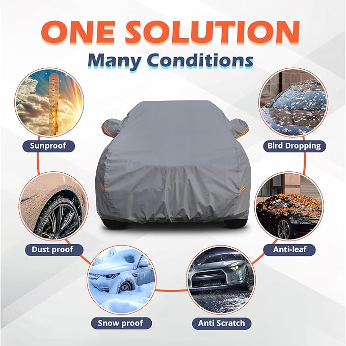 Coverlex Compact SUV Car Cover Univeral Fit for Jeep Compass, Audi Q3/Q4, BMW X1/X2, Nisan Kicks Rogue Sport, Subaru Crosstrek Forester, Toyota Corolla Cross RAV4, Mazda CX5