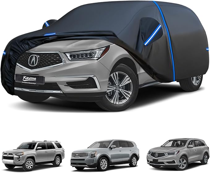 Kayme SUV Car Cover Custom Fit for Acura MDX, Toyota 4Runner, Kia Telluride, Mercedes Benz GLE 350 400 450 43,Windproof Upgraded & 100% Waterproof All-Weather Full Exterior Cover Sun Snow Protector.