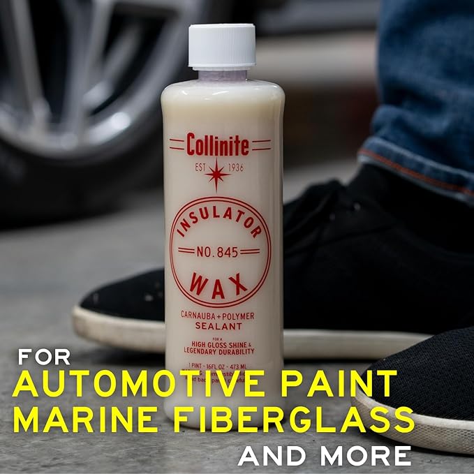 Collinite 845 Insulator Wax - Carnauba+Polymer Sealant, High Gloss, Durable Beading & Long-Lasting Paint Protection for Cars, Boats, Trucks, RVs, Motorcycles (16 fl oz) Pack of 3