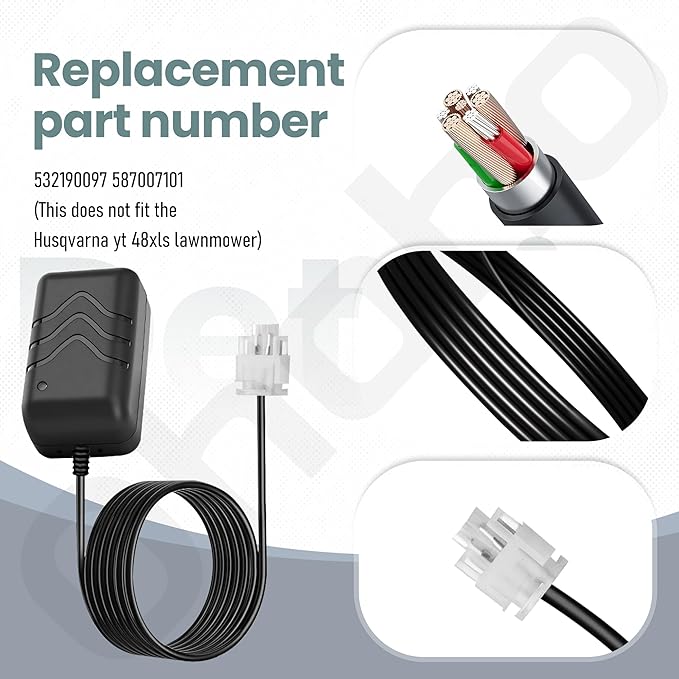 587007101 Mower Battery Charger - by Ohoho - Compatible with Husqvarna 587007101 532190097 PR25Y21RKP 428626 190097, Fits HU725AWDEX HD725E HU675FE XT722FE (12 Volt)