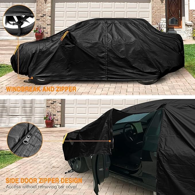 NEVERLAND Car Cover Waterproof All Weather for Automobiles, Outdoor Sedan Full Cover Heavy Duty Protection Snow Anti-UV Windproof for BMW/Mercedes-Benz/Audi/Honda/Toyota (Size:208''L x 78''W x 59''H)