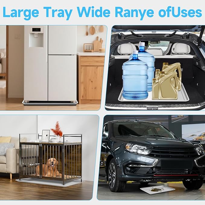 2Pcs Stainless Steel Oil Drain Drip Pan for Under Car, 35.4 x 24 x 1.9'' Metal Oil Drain Pan, No Splatter Large Drip Tray Oil Catch Pan Replacement Tray for Keep Garage Floor Clean