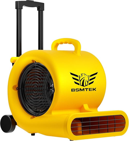 2500-5000 CFM 1HP Air Mover Blower Fan, Floor Blower Dryer, 3 Speeds, 4 Adjustable Angles, Handle Wheelkit, 15Ft Long Cord Portable, Stackable - 2026 Upgraded