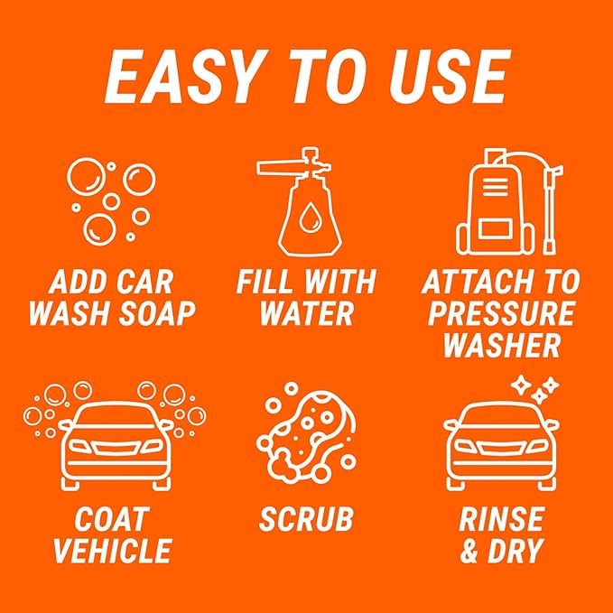 Armor All 2-in-1 Foam Cannon Kit,Car Cleaning Kit Connects to Power Washers and Garden Hoses for Vehicle Cleaning,Includes Foam Cannon,Foam-Applicator and Ergonomic Adaptor,(Pack of 4)