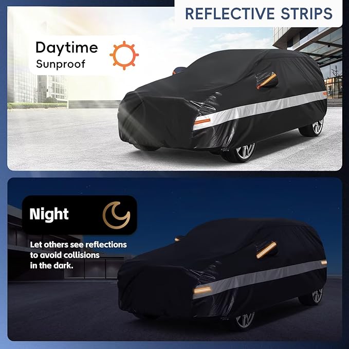 10 Layers SUV Car Cover Custom Fit for Chevrolet Chevy Blazer (2019-2026), Waterproof All Weather for Automobiles, Outdoor Full Cover Sun Dust Rain Protection with Cotton. Black