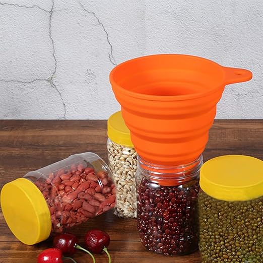KongNai 4 Sizes Kitchen Funnel Set, Food Grade Silicone Collapsible Funnel, Funnels for Kitchen Use Filling Bottles, Canning, Cooking, and Water Powder Transfer