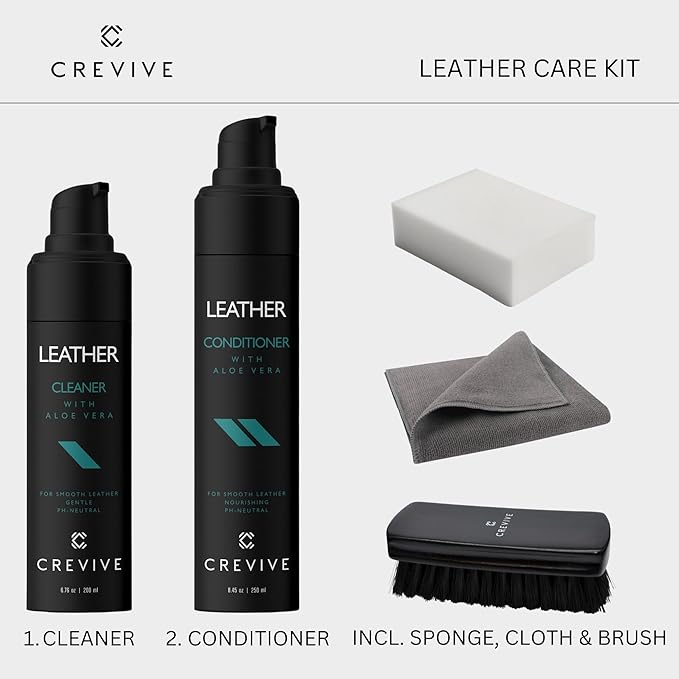 Car Leather Cleaner and Conditioner, Premium All-in-One Leather Care Kit for Car Seats and Interior
