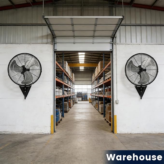 TMWINGS 20 Inch Wall Mount Fan, 2 Pack Heavy Duty Oscillating Wall-Mounted Fan with 6600 CFM, High Velocity 3 Speed Fans with Adjustable Tilting for Workshop, Garage, Patios, Industrial, Black