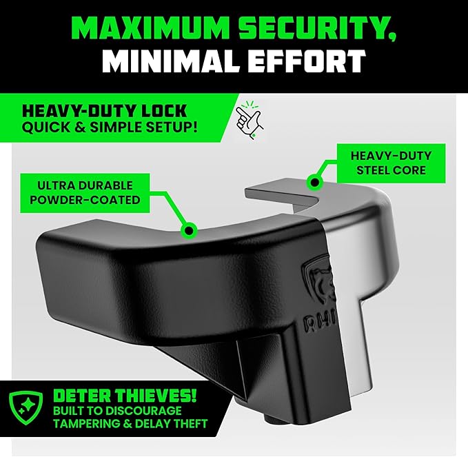 Rhino USA Trailer Hitch Lock Kit (for 2" Trailers) Heavy Duty Anti Theft Trailer Coupler Locks for RV, Camper, Trailer, Boat, Caravan - Reinforced Solid Steel Tow Lock for Trailer Tongue
