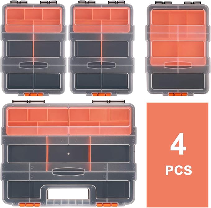 Makitoyo MP009 Hardware & Parts Organizers Versatile and Durable Storage Toolbox, 4PCS Set