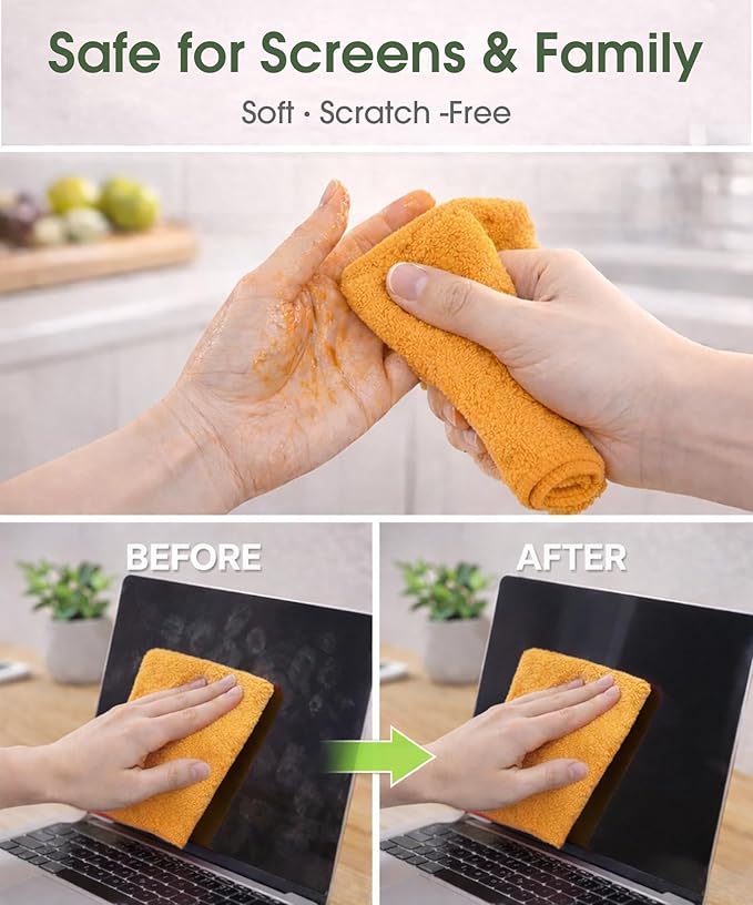 Microfiber Cleaning Cloth Roll–100 Pack, Tear Away Microfiber Towels, Reusable, Washable, Scratch-Free, Kitchen Towels for Car, Home, Kitchen, Glass, Dishes(Tangerine Yellow)
