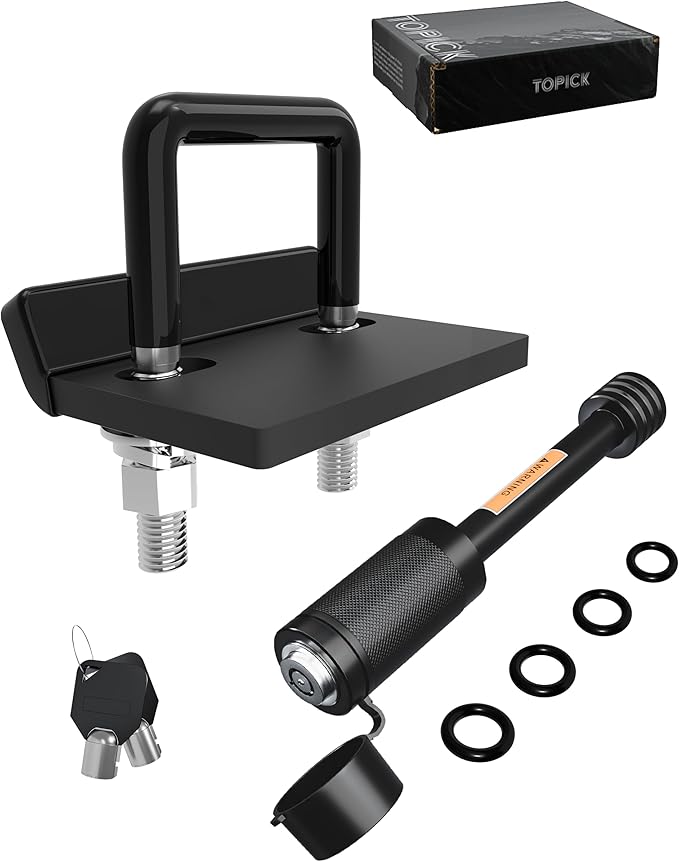 TOPICK Hitch Tightener & Trailer Hitch Pin Lock Set for 2" Hitches, Anti-Rattle Clamp & Secure Hitch Pin Lock Combo, Locking Receiver Hitch Pin, Trailer Hitch Accessories