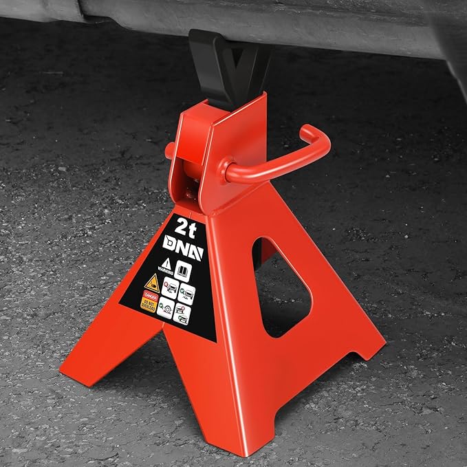 DNA Motoring 1 Pair Jack Stands, 2 Ton (4400 lbs) Capacity Car Lifting Stand, Adjustable Height Car Jack Stands for Cars, Sedans, Small Vehicles, SUV, TOOLS-00681-RD