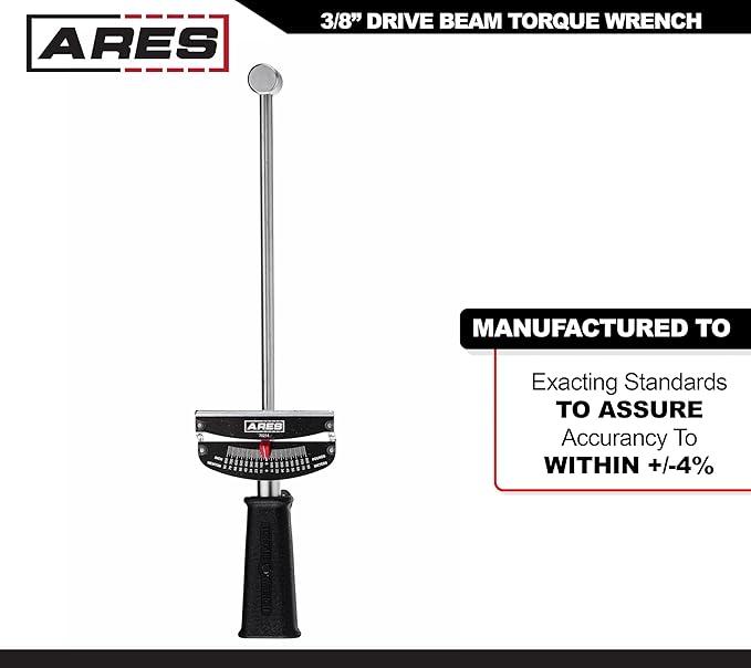 ARES 70214-3/8-inch Drive Beam Torque Wrench - 0-800 Inch/Pounds and 0-90 Newton/Meter Torque Wrench - High Visibility Markings for Easy Readings