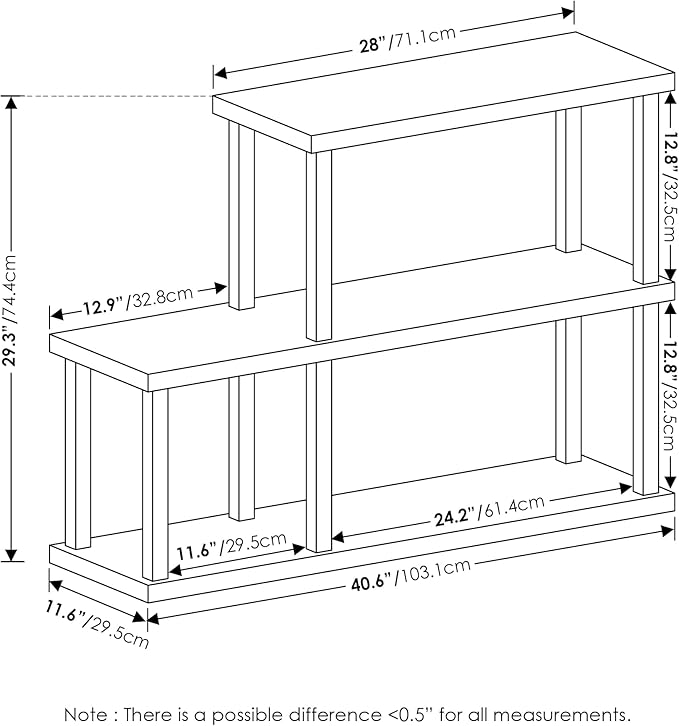 Furinno Turn-N-Tube No Tools Decorative Display Shelf, 3-Tier Ladder, Americano/Black