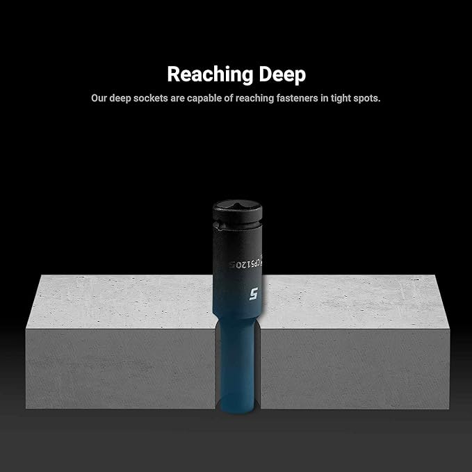 Capri Tools 1/4 in. Drive Shallow and Deep Impact Socket Set, 3/16 to 9/16 in, SAE, 20-Piece with Billet Aluminum Socket Rail