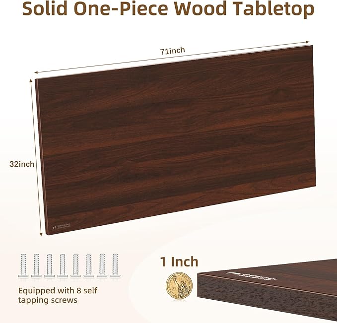 Universal Solid One-Piece Wood Table Top, 71"x32"x1" Workbench Top - Rectangular Particle Board for Standing Desk, Home Office Desk Countertop DlY, Washer Dryer, Coffee, Bar Tabletop