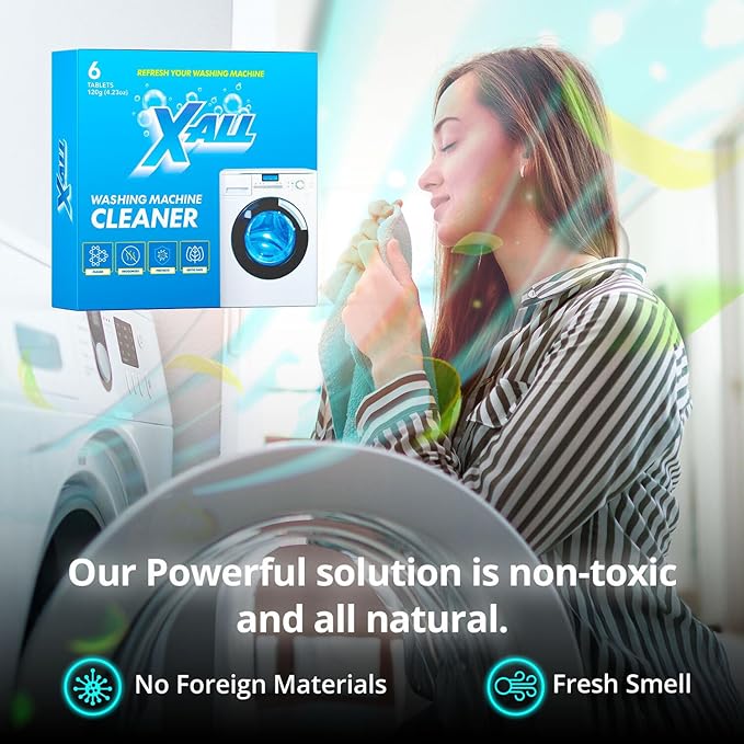 X-ALL Washing Machine Cleaner – Deep Cleaning Tablets, Cleans and refreshes the interior, Limescale and Mineral-Buildup – Deep Cleans Dirt for HE, Front Load & Top Load Washers