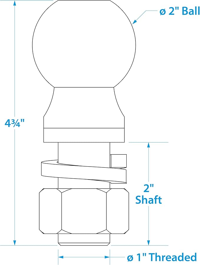 Seachoice Trailer Hitch Ball, Various Sizes and Weight Capacities