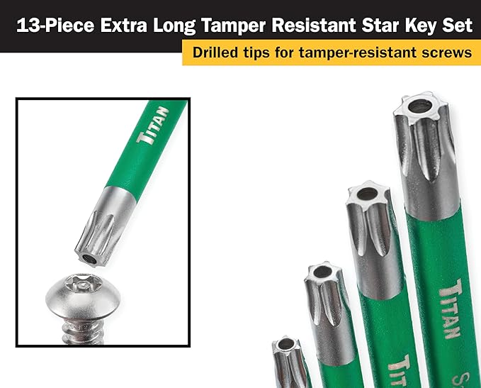 Titan 12763 35-Piece Star, Metric, and SAE Hex Key Set