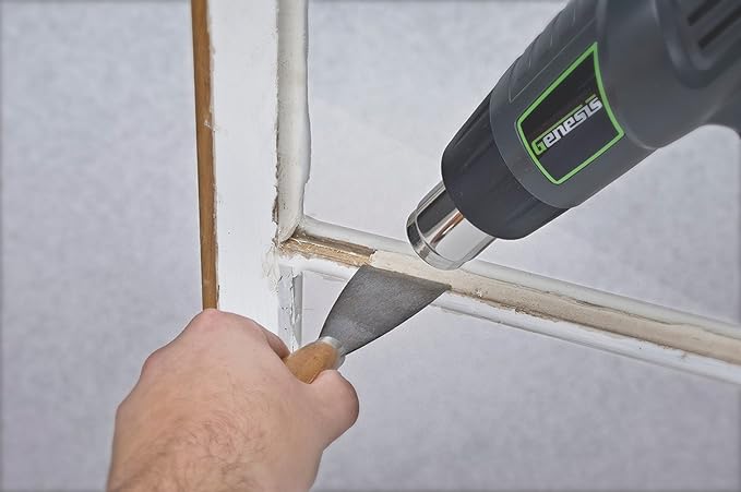 Genesis GHG1500A Dual Temperature Heat Gun Kit With Fast Heat High And Low Settings 572F/1000F, Air Reduction Nozzle, Reflector Nozzle, And Two Deflector Nozzles with 2 Year Warranty