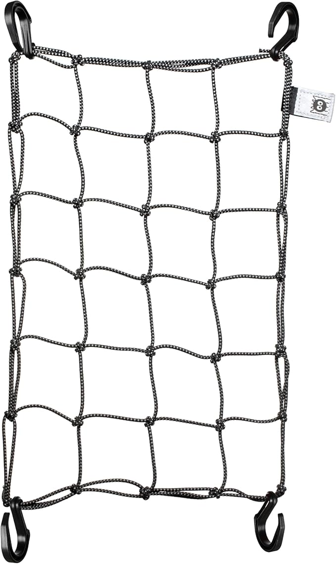 Portland Design Works Cargo Web - Reflective Cargo Netting for Bike Storage, Expandable Bungee Net with Hooks, Bicycle Accessories