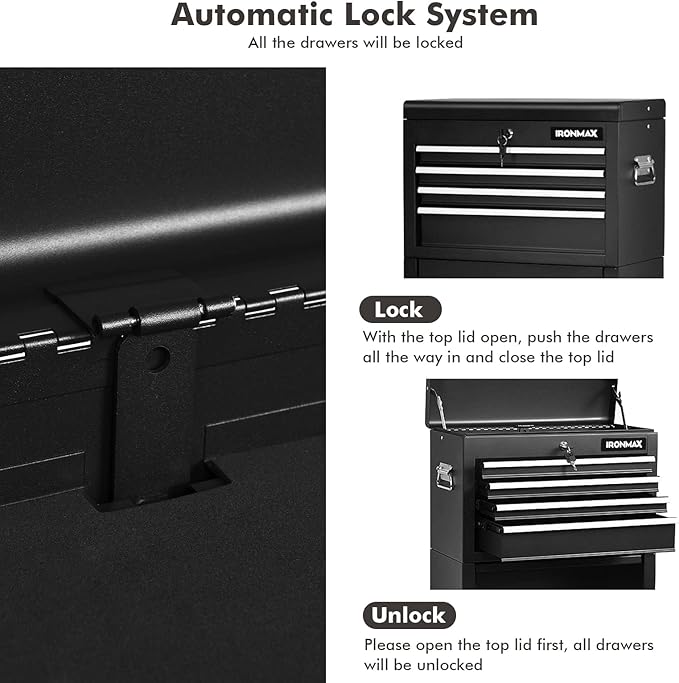 Goplus Tool Chest, 3-in-1 Rolling 6 Drawers Tool Cabinet with Detachable Top Toolbox, Middle Tool Storage, Universal Lockable Wheels, Protective Liner, Auto Lock, Metal Tool Box for Garage Workshop