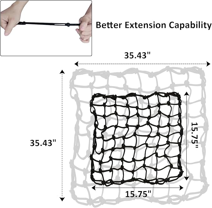 Motorcycle Cargo Net, Heavy Duty Bungee Net for Helmet, Small Elastic Mesh, Luggage Cargo Nets with Adjustable Hooks, Elastic Cargo Mesh for Motorbike, ATV