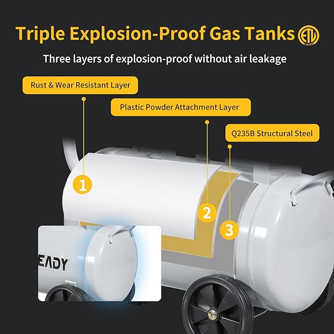 8 Gallon Portable Air Compressor 1HP 2.5 CFM@90PSI 60dB Ultra Quiet Oil Free Air Compressor Ideal for Tire Inflation Pneumatic Tool Spray Painting