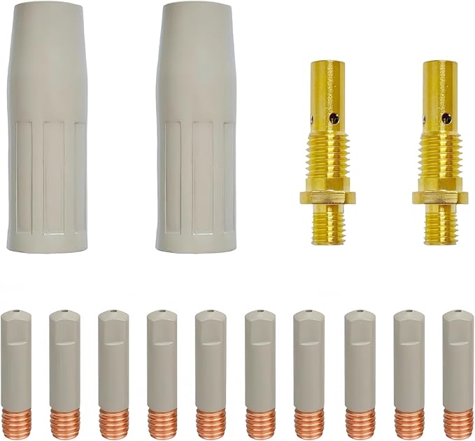 14pcs Mig Welding Torch Accessory Kit with Non-Stick Coating; .030" Ceramic Welding Tips MIG Welder Accessories,For Lincoln Magnum 100L Weld-Pak,gas nozzles 21-50 1/2",gas diffusers (0.030”)