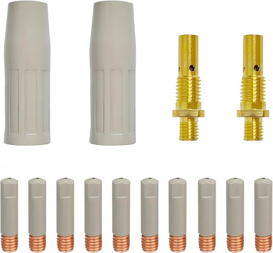 14pcs Mig Welding Torch Accessory Kit with Non-Stick Coating; .030" Ceramic Welding Tips MIG Welder Accessories,For Lincoln Magnum 100L Weld-Pak,gas nozzles 21-50 1/2",gas diffusers (0.030”)