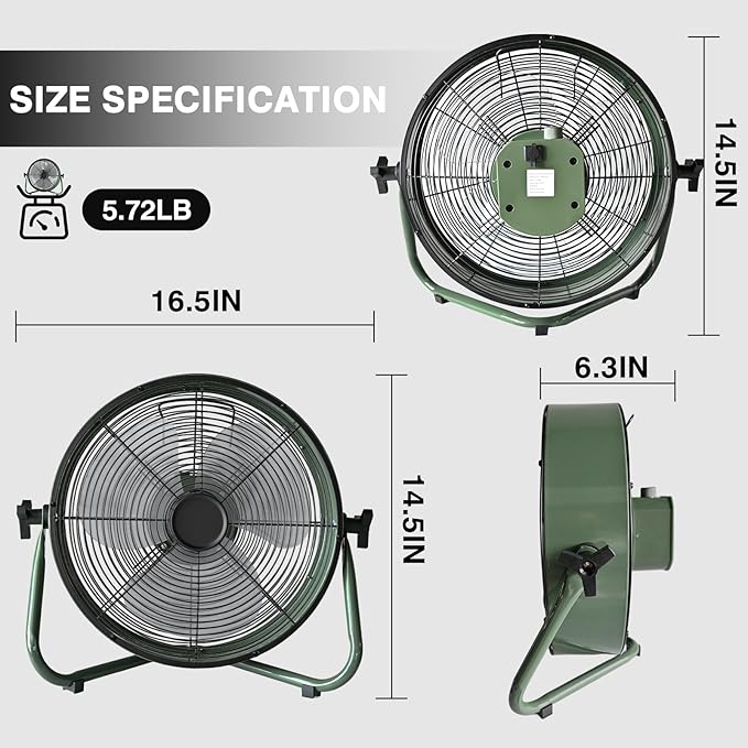 Rechargeable Battery Operated Drum Fan, Portable Outdoor Hurricane Emergency 7-47H Large Battery 12" Floor Fan Hi-Velocity Low Noise Cordless, Watching Event Camping Travel Indoor Home Patio