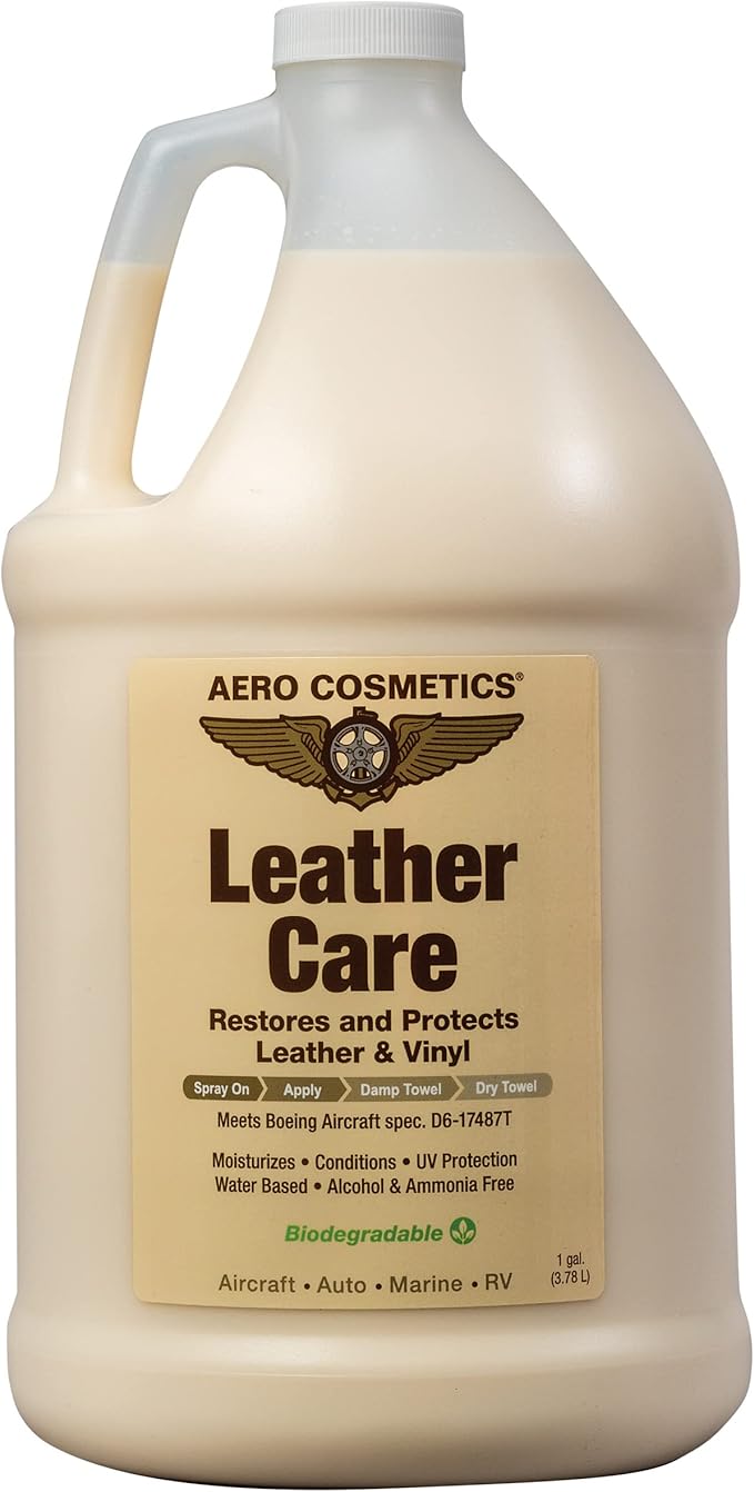 Aero Cosmetics Leather Care Conditioner UV Protectant Aircraft Grade Leather Care better than automotive products 1 Gallon