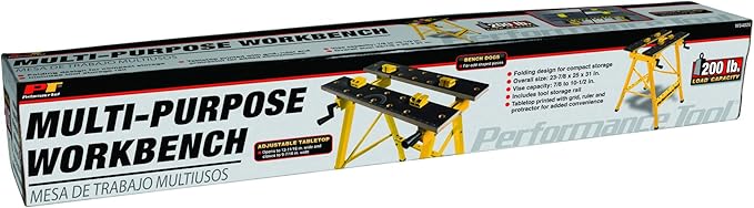 Performance Tool W54025 Portable Multipurpose Workbench and Vise (200 lbs Capacity) , Yellow