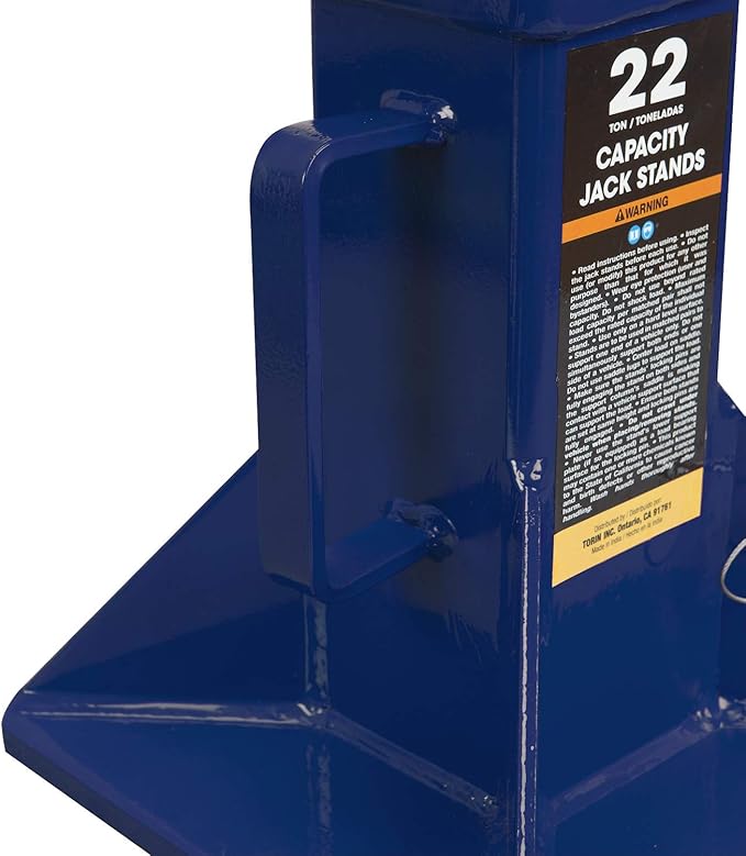 TCE 22 Ton (44,000 lb) Capacity Heavy Duty Steel Jack Stands, 2 Pack, T70072 , Blue