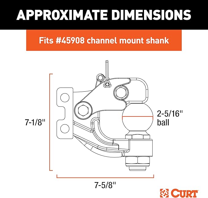 Curt 45922 Channel-Mount Ball & Pintle Combination