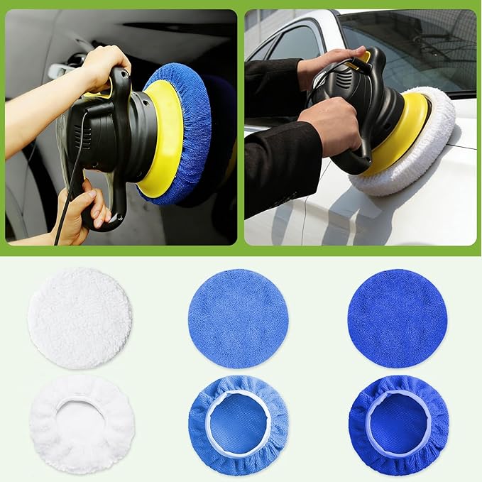 20 Pack Car Polishing Pads, Mix Car Polishing Bonnet Buffing Pads, 12*Microfiber+8*Woollen Car Polisher Buffer Pads, 5" - 6" Car Buffer Pads for Car, Glass,Instruments, Cameras, Furniture, Metal, Wood