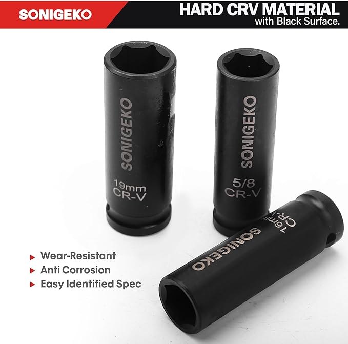 1/2" Drive Impact Socket Set,70-Piece 6 Point Deep, Standard SAE and Metric CR-V Steel Sockets with Drive Ratchet Handle (1/2" 70 PCS Socket Set,Metric and SAE)