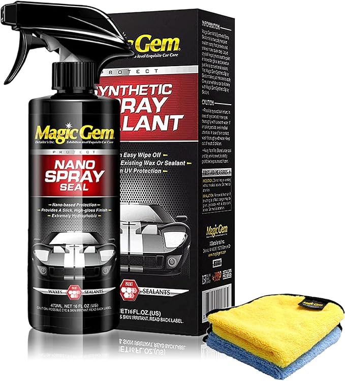 Magic Gem Nano Hydrophobic Ceramic Car Coating Spray, Quick Effect Coating Agent, All-in-One Spray for Quick Cleaning, Polishing & Protection, Waterless Wash & Wax, 16 fl oz