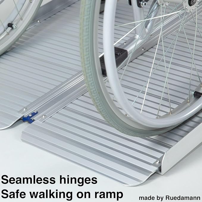 Ruedamann 2 FT Portable Wheelchair Ramp, Sturdy Non-Slip Aluminum Wheelchair Ramp with Upgraded Hinge, Aluminum Folding Ramp for Doorways, Ramp for Wheelchairs, Scooters, Steps, Stairs, Pets